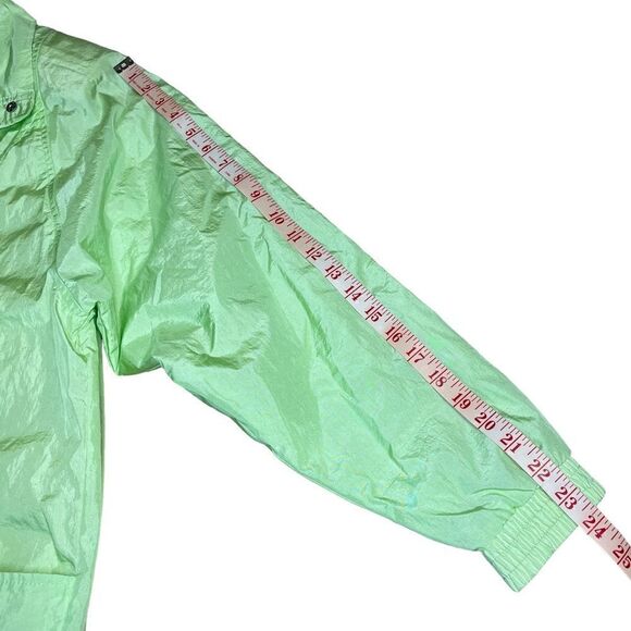 Vintage 80s Neon Green Oversized Shell Rain Jacket - Picture 6 of 8